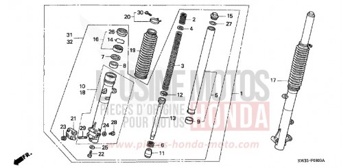 FOURCHETTE AVANT NX250L de 1990